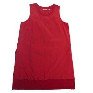 Athleta Red Sleeveless Casual Dress Ribbed Hem Women's L